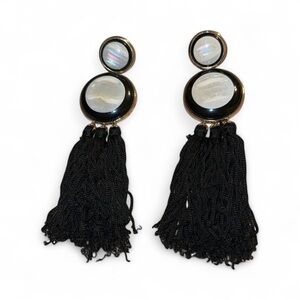 Elegant Black and Silver Tassel Earrings